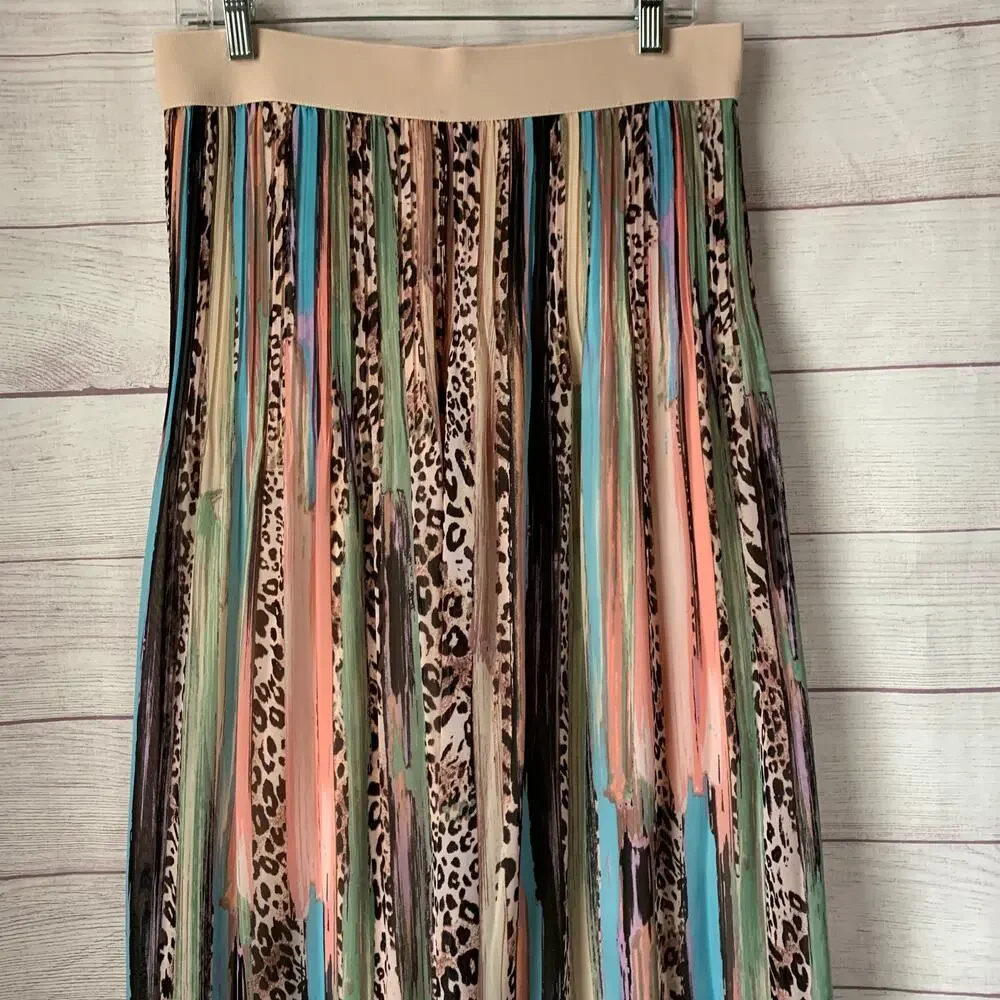 Spense Multi-Color Cheetah Print Palazzo Pants Wide Leg Animal Leopard Size M